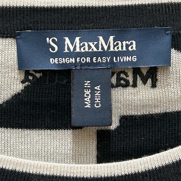 S MaxMara Pure New Wool Black & Cream Cardigan - Size M - Picture 2 of 8